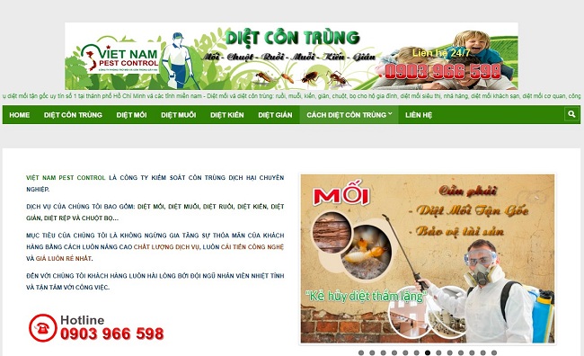 trang chủ website công ty Việt Nam Pest Control