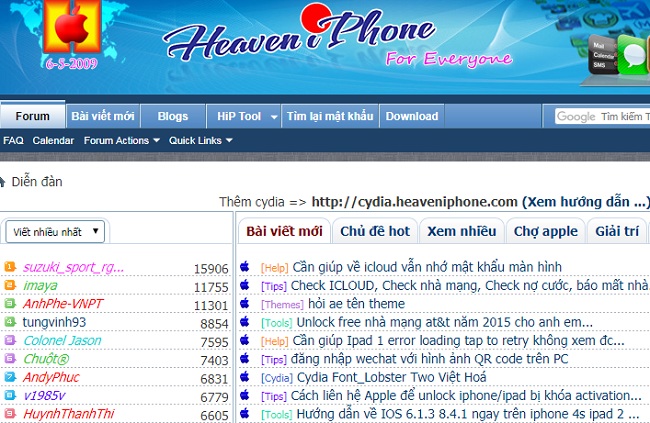 Top website diễn đàn công nghệ lớn nhất tại Việt Nam: HeaveniPhone