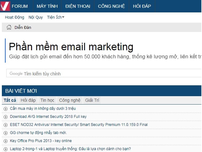 Top website diễn đàn công nghệ lớn nhất tại Việt Nam: Vforum