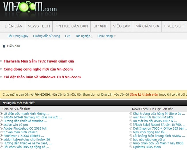 Top website diễn đàn công nghệ lớn nhất tại Việt Nam: vnzoom