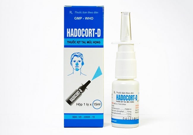 Thuốc xịt mũi Hadocort D là Top 5 Loại thuốc xịt viêm mũi dị ứng tốt nhất
