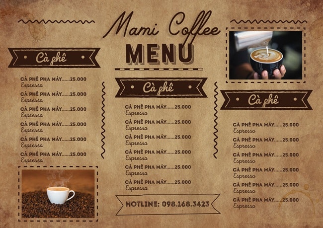 Địa chỉ in menu cafe, menu nhà hàng giá rẻ tại TPHCM