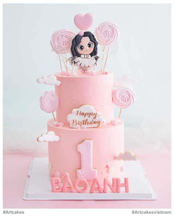 Bánh sinh nhật 2 tầng cho bé gái