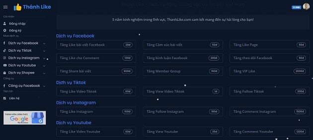 Dịch vụ tăng like facebook Thanhlike