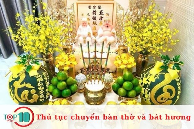 Đồ cúng để chuyển bàn thờ thần tài thổ địa| Nguồn: Internet