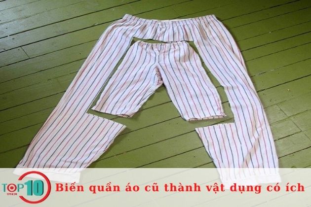 Tái chế quần lưng thun cũ thành quần cho các bé nhỏ| Nguồn: Internet