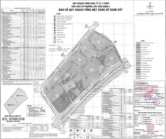 Bản đồ quy hoạch sử dụng đất 1/2000 phường Cầu Kho tại Quận 1