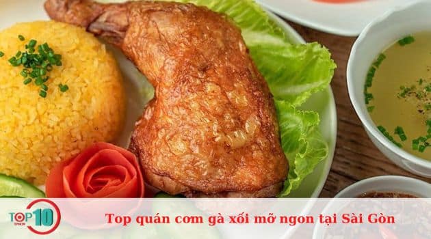 Cơm gà xối mỡ Dì 7