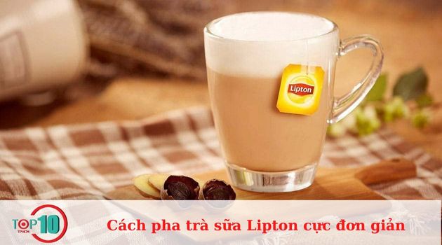 Pha trà sữa Lipton nóng
