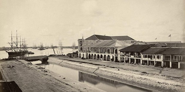 Ảnh cổ Đường Nguyễn Huệ vẫn còn là con kinh nam 1860, sau này Pháp lấp kinh xây dựng Đại Lộ Charner