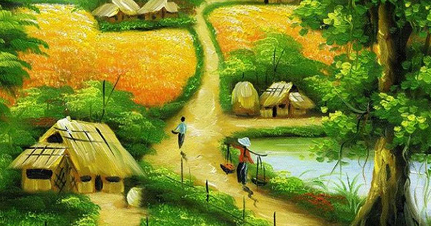Tranh vẽ quê hương Việt Nam đẹp nhất