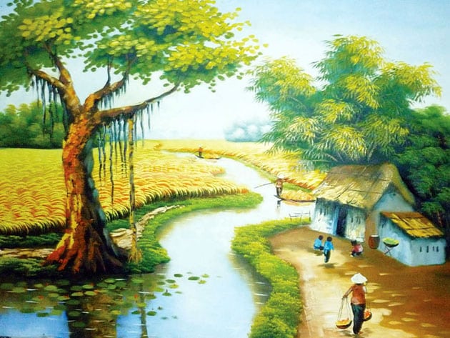 Tranh vẽ quê hương thanh bình