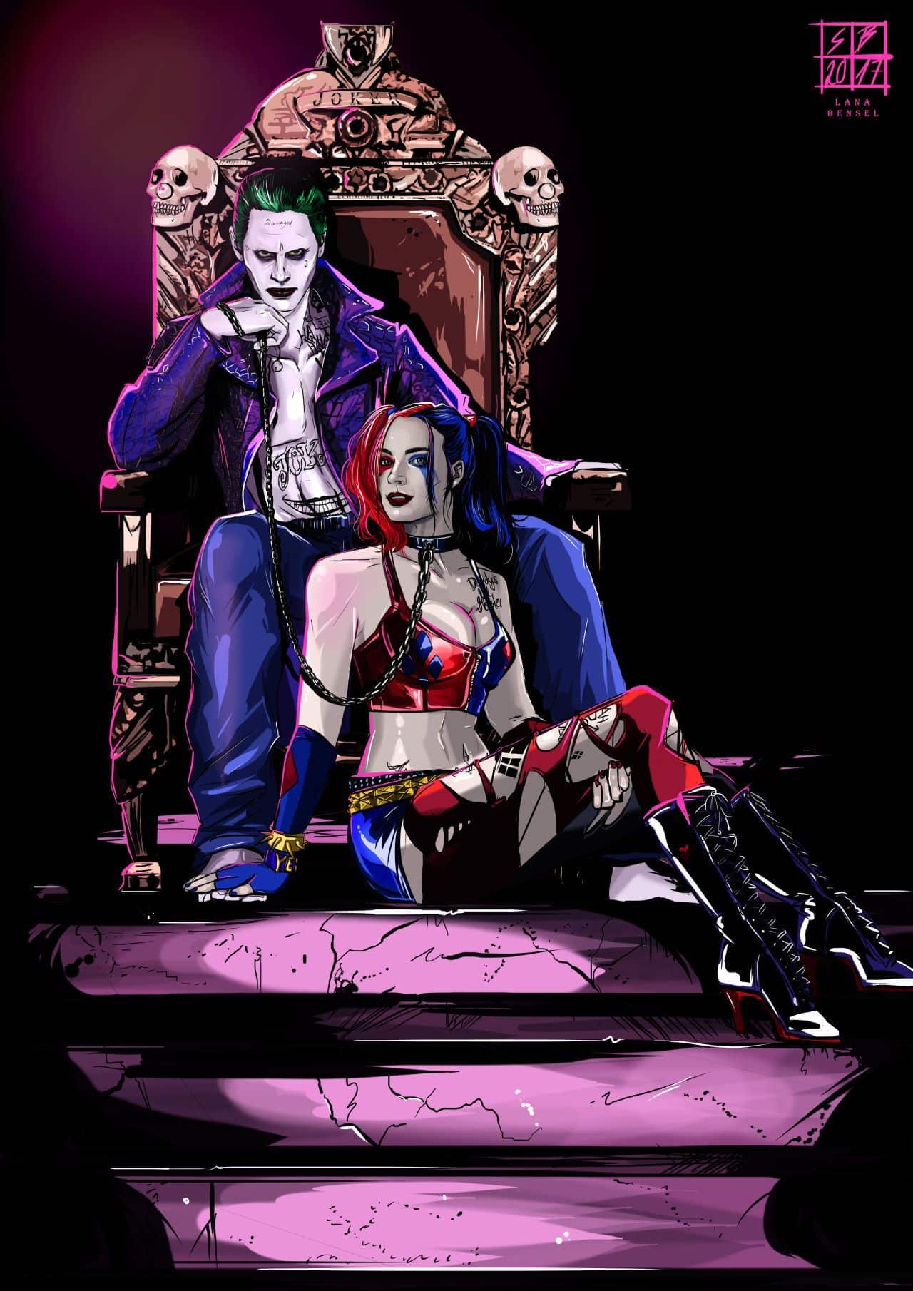 Hình ảnh Joker chiếm hữu Harley Quinn như nô lệ của mình.