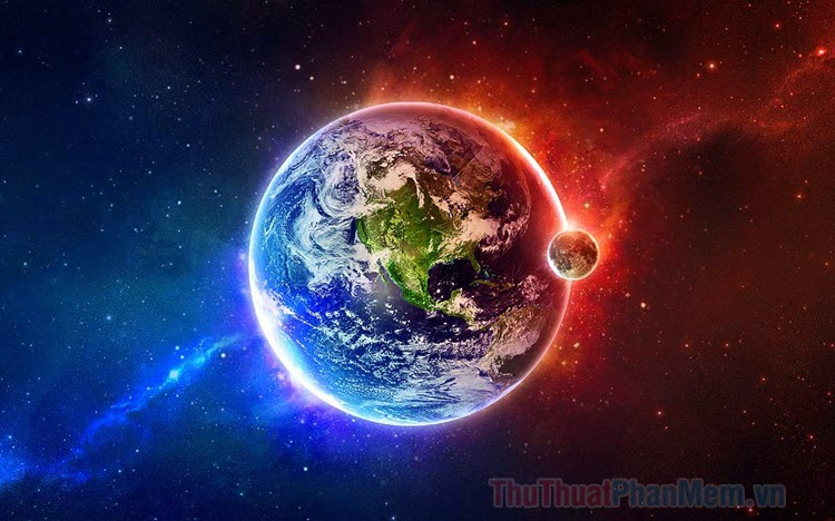 Ảnh Trái Đất tỏa sáng xanh đỏ ở 2 cực siêu đẹp.