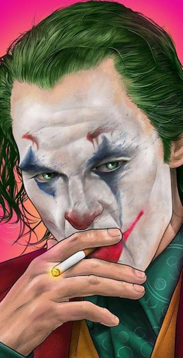 Hình ảnh Joker hút thuốc suy tư bày mưu tính kế.