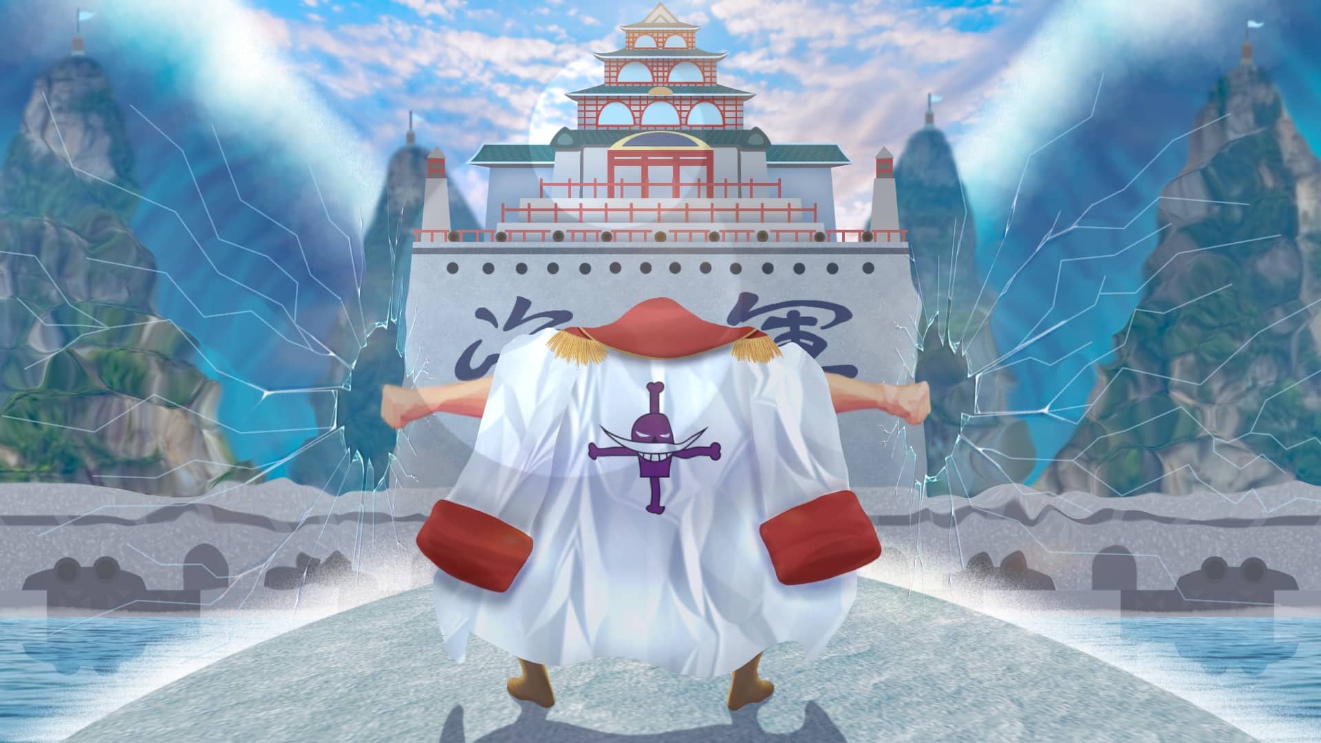 Hình ảnh Râu Trắng trong One Piece chiến đấu cực ngầu.