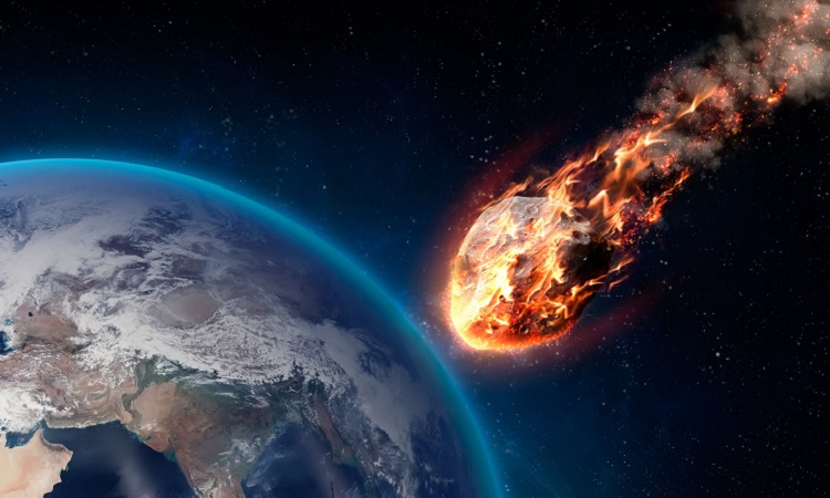 Hình ảnh Trái Đất đang bị tấn công bởi thiên thạch.