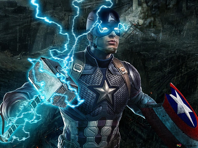 Hình nền Captain America có sức mạnh sấm sét của Thor.