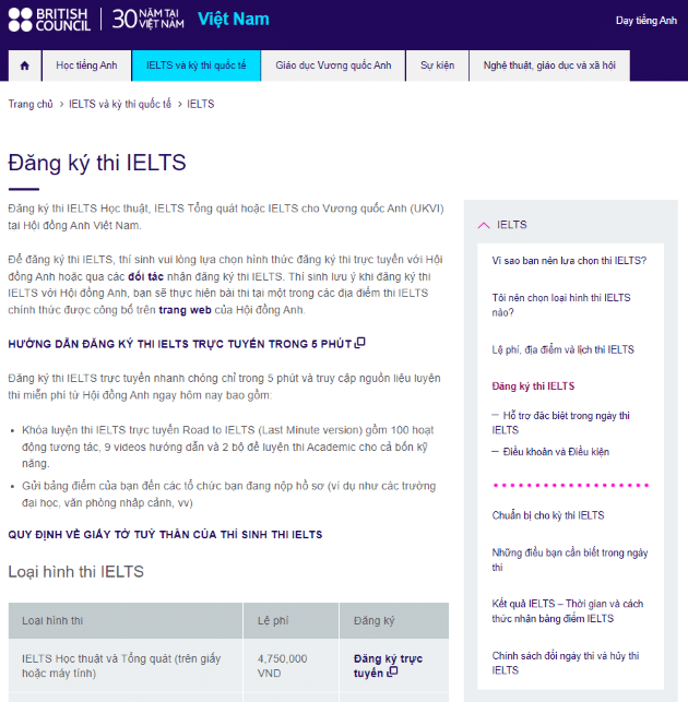 Hướng dẫn đăng ký thi IELTS British Council ở Hà Nội chi tiết nhất