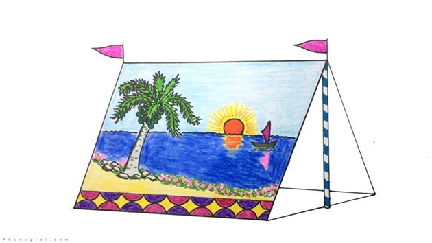 Vẽ tranh trang trí lều trại lớp 8 đơn giản thôi