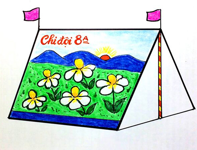 Tranh vẽ trang trí lều trại của học sinh đẹp nhất