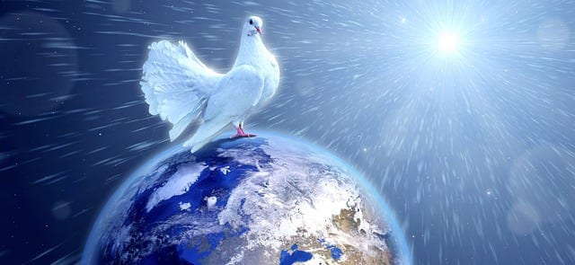 Hình biểu tượng chim bồ câu lan tỏa hòa bình, khát vọng cho Trái Đất.