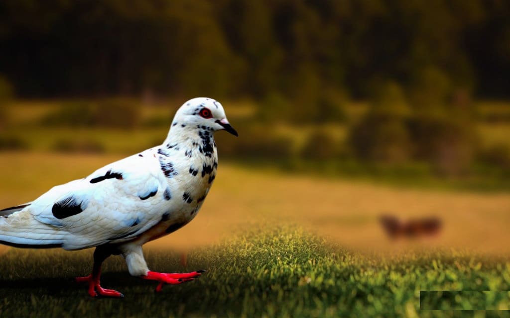 Hình chim bồ câu dạo chơi trên đồng cỏ.