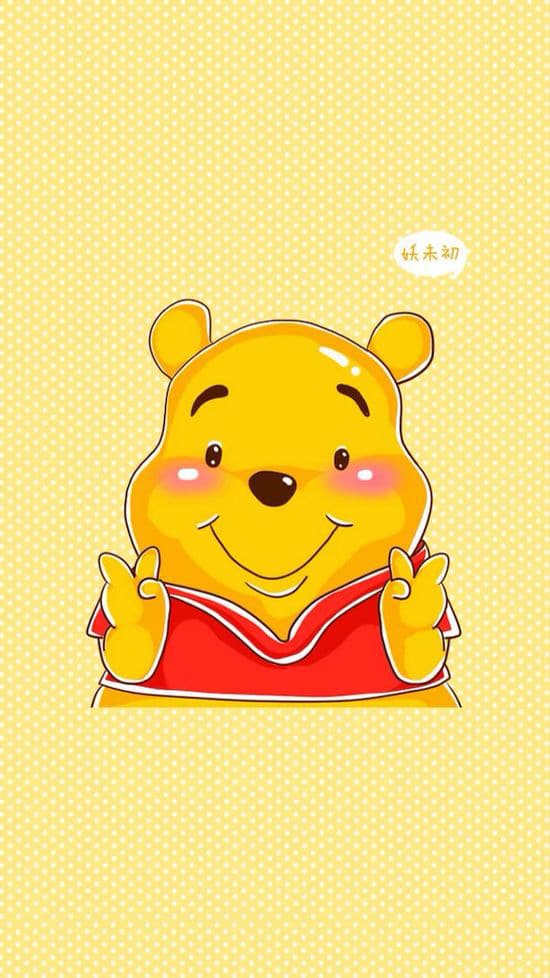 Ảnh vẽ gấu pooh đỏ mặt đáng yêu.