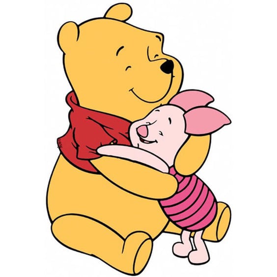 Hình gấu Pooh ôm thắm thiết người bạn của mình.
