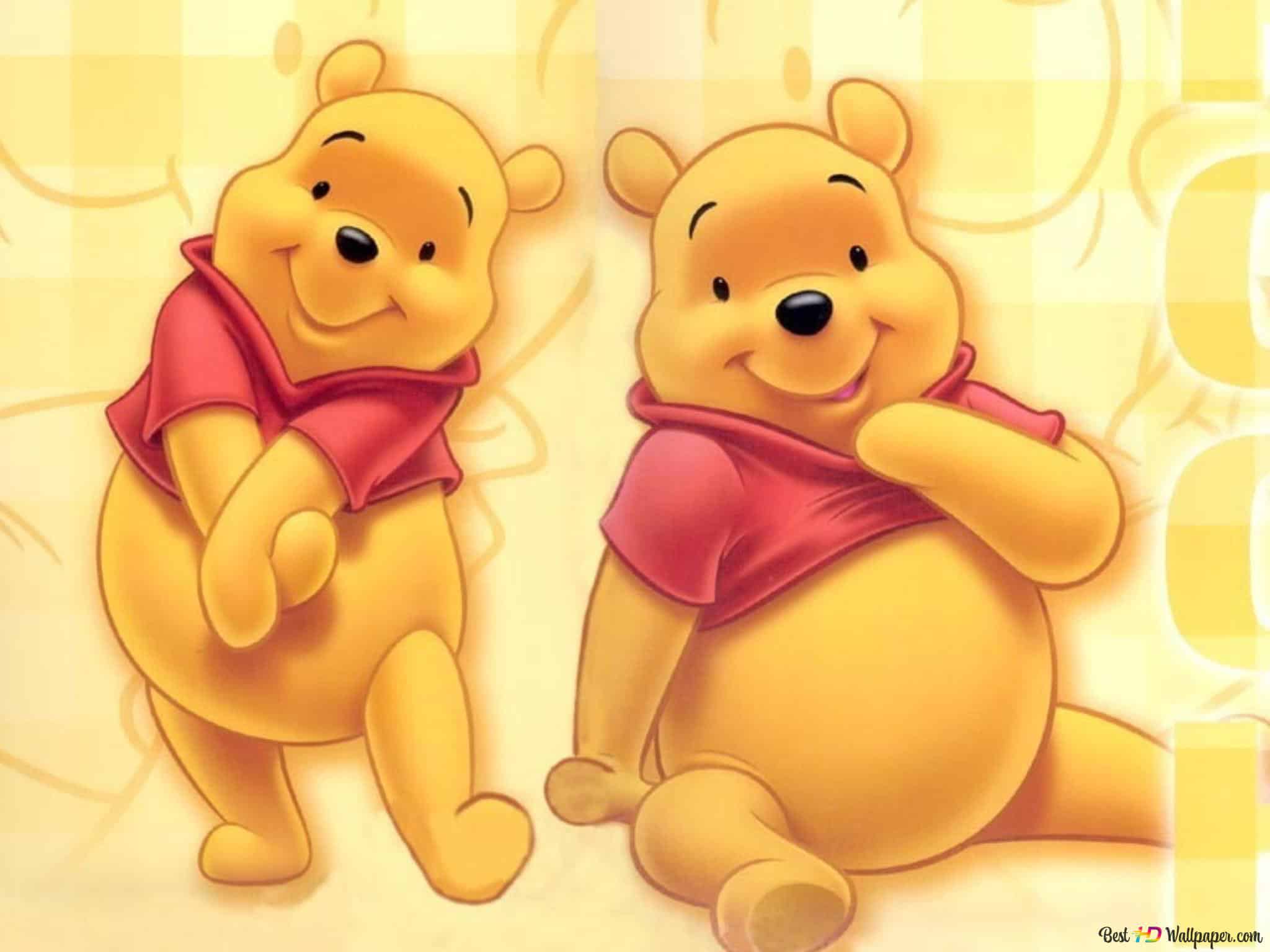 Hình nền gấu Pooh đứng và ngồi cực đẹp cho máy tính.