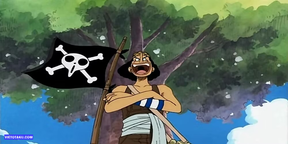 Hình Usopp treo cờ hải tặc đẹp ngầu.