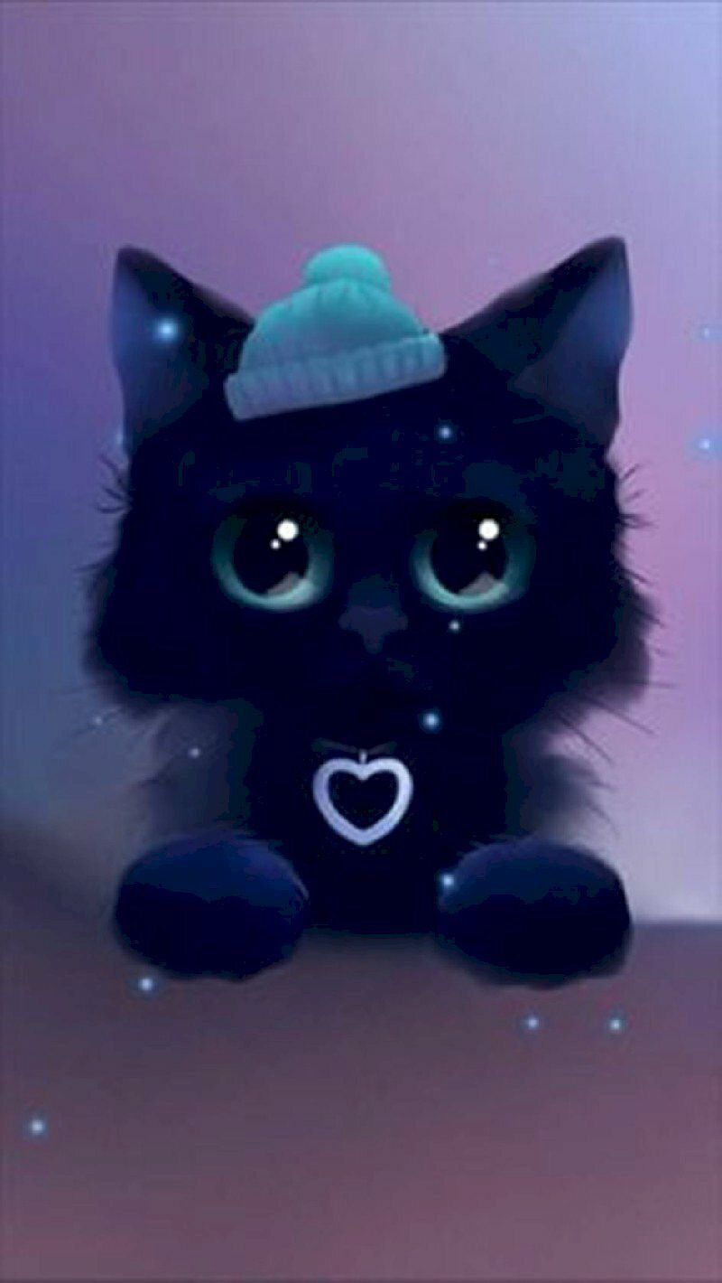 Hình anime mèo đen con