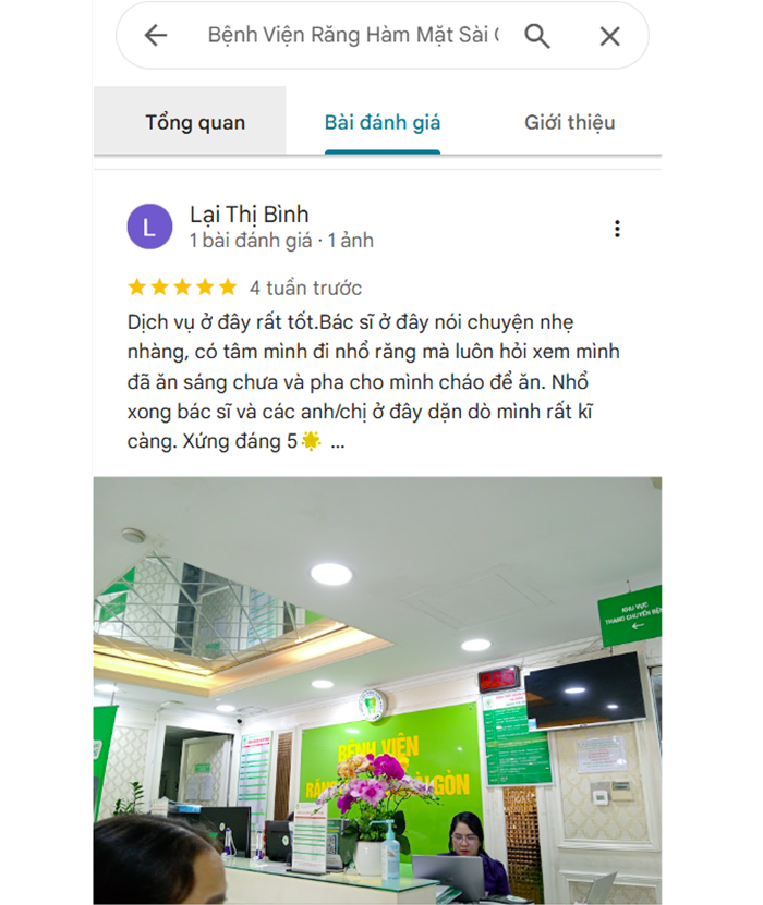 Khách hàng review về Bệnh viện Răng hàm mặt Sài Gòn - Quận 5