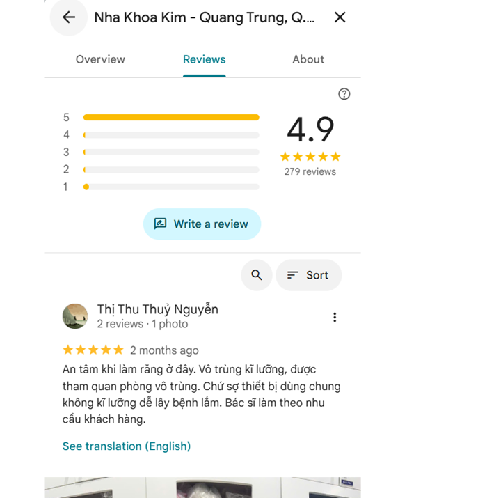 Điểm đánh giá khách hàng của Nha Khoa Kim - CN Gò Vấp