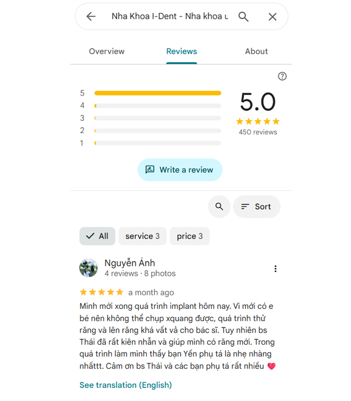 Review của khách hàng Nha Khoa I-DENT – CN Gò Vấp