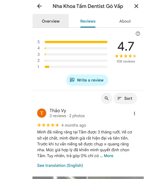 Review của khách hàng Nha Khoa Tấm Dentist
