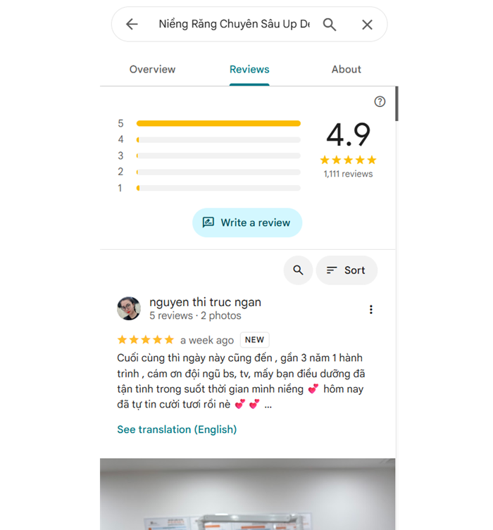 Review của khách hàng Nha khoa Up Dental