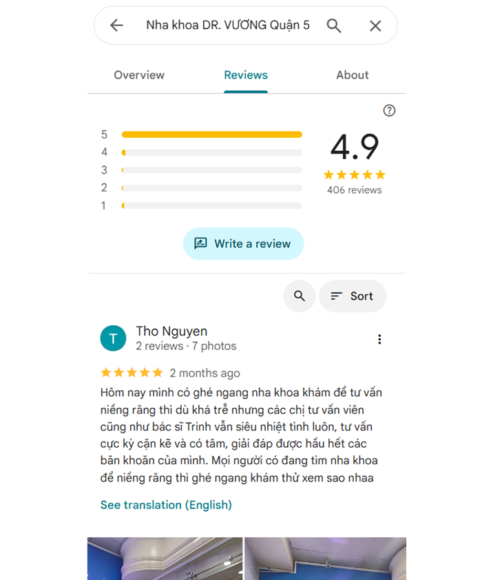 Review của khách hàng Nha khoa Dr. Vương