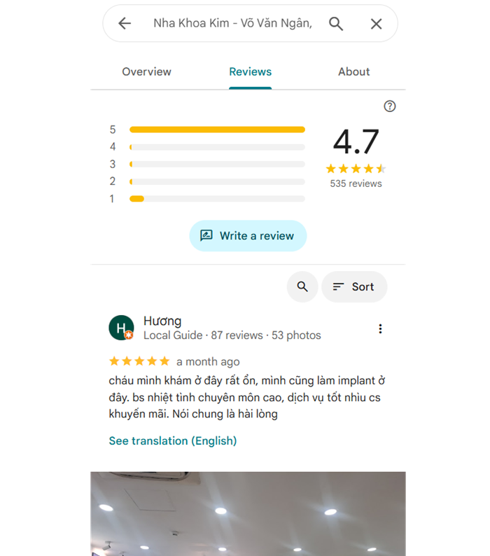 Review của khách hàng Nha Khoa Kim - Võ Văn Ngân, Thủ Đức