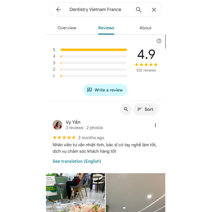 Review của khách hàng Răng Hàm Mặt Sài Gòn - Phú Nhuận
