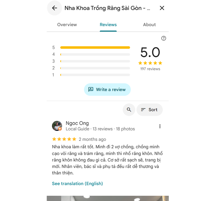 Review của khách hàng Nha khoa Trồng Răng Sài Gòn – Chi nhánh Phú Nhuận