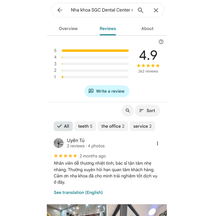 Review của khách hàng Nha khoa SGC Dental