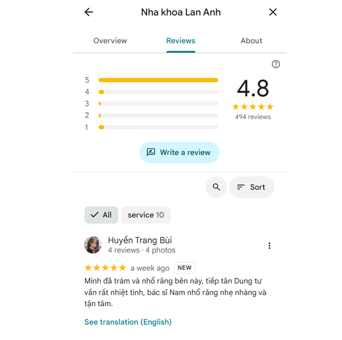Review của khách hàng Nha Khoa Lan Anh – Phú Nhuận