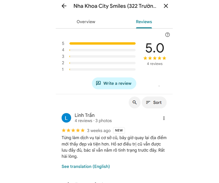 Review của khách hàng Nha khoa City Smiles
