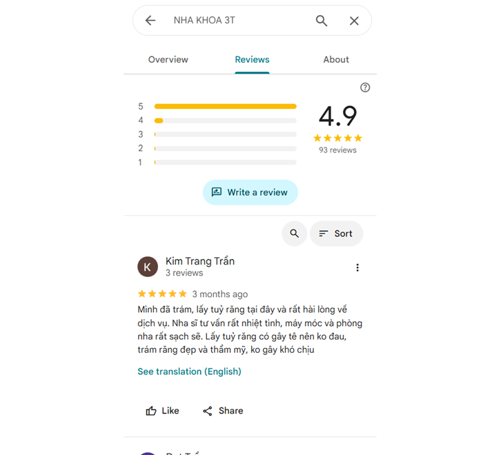 Review của khách hàng Nha khoa 3T