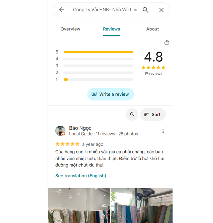 Review của khách hàng Nhà Vải Linen
