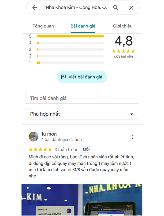 Nha Khoa Kim CN Tân Bình nhận được nhiều phản hồi tích cực về thái độ phục vụ và kết quả điều trị.