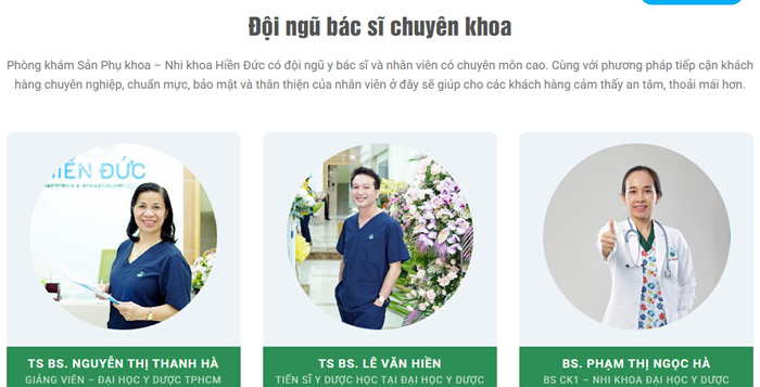 Đội ngũ bác sĩ tại Phòng khám Sản phụ khoa – Nhi khoa Hiền Đức