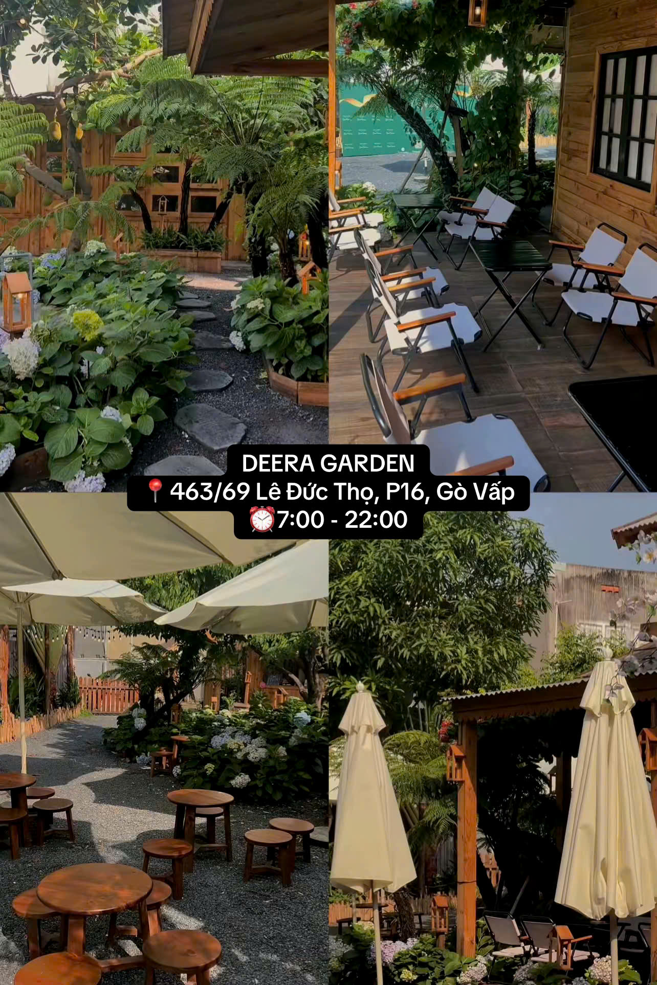Deera Garden mang không gian sân vườn xanh mát, nhiều cây cối và góc ngồi thoáng đãng, lý tưởng để thư giãn và trò chuyện