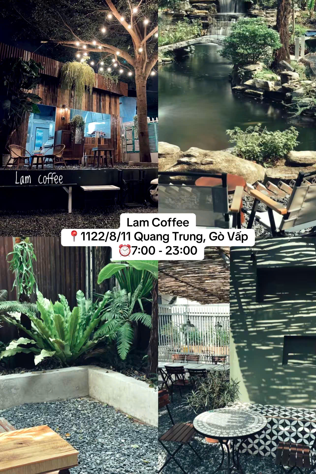 Lam Coffee có không gian thoáng mát, thiết kế hiện đại xen lẫn cây xanh tạo cảm giác thư giãn